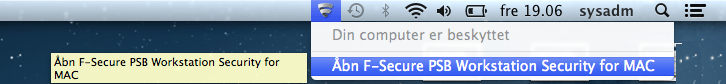 F-Secure skal til at scanne hele mac computeren for fÃ¸rste gang.