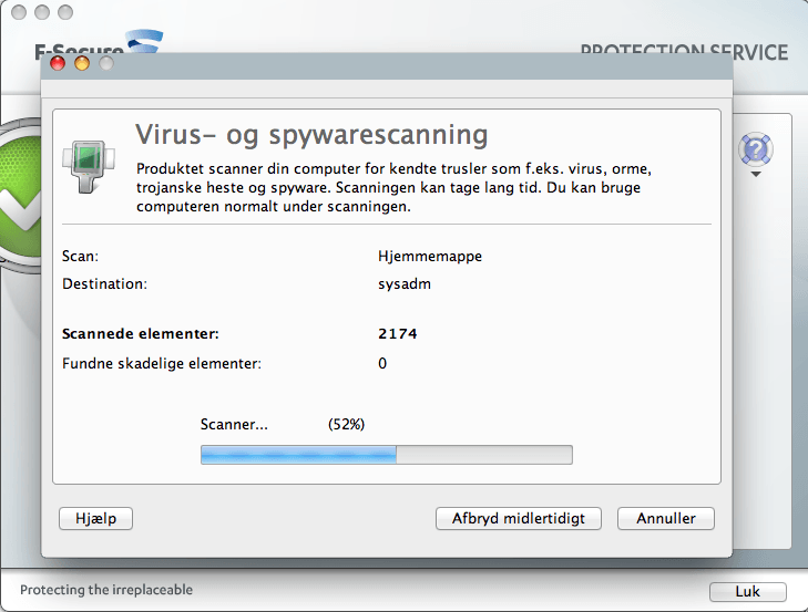 F-Secure scanner en mac computer for virus