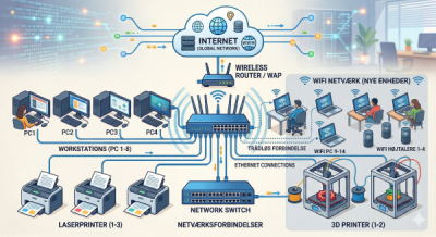 netvaerk pcer printere 3d wifi