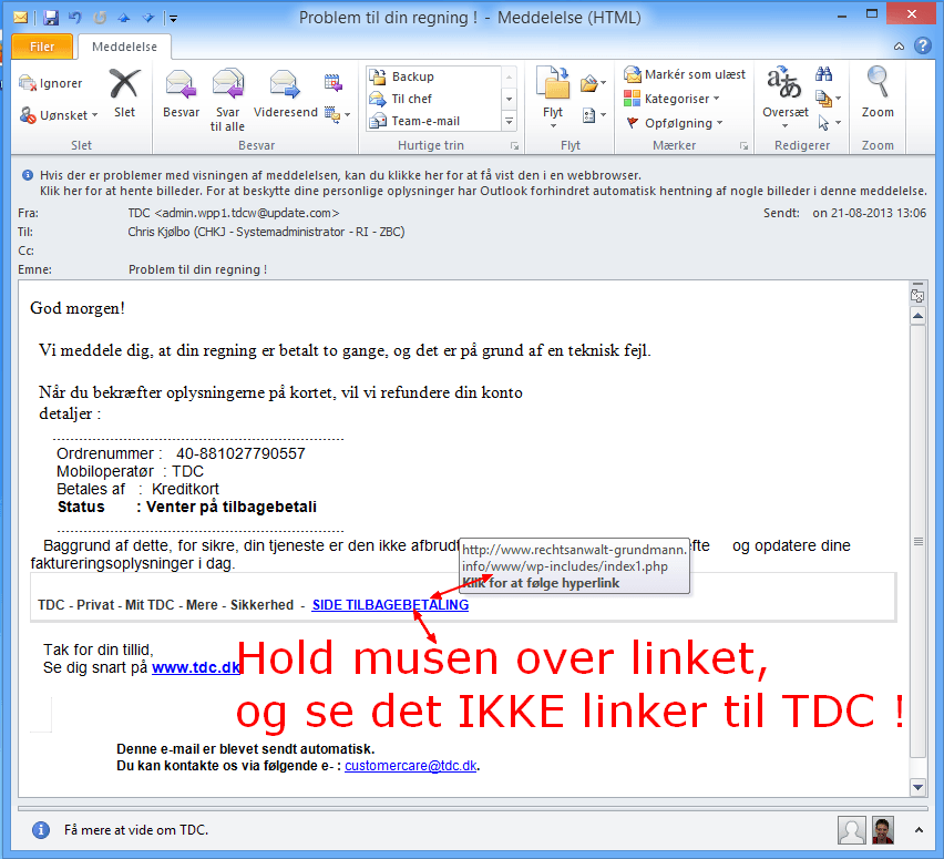 tdc phishing fup og falsk mail